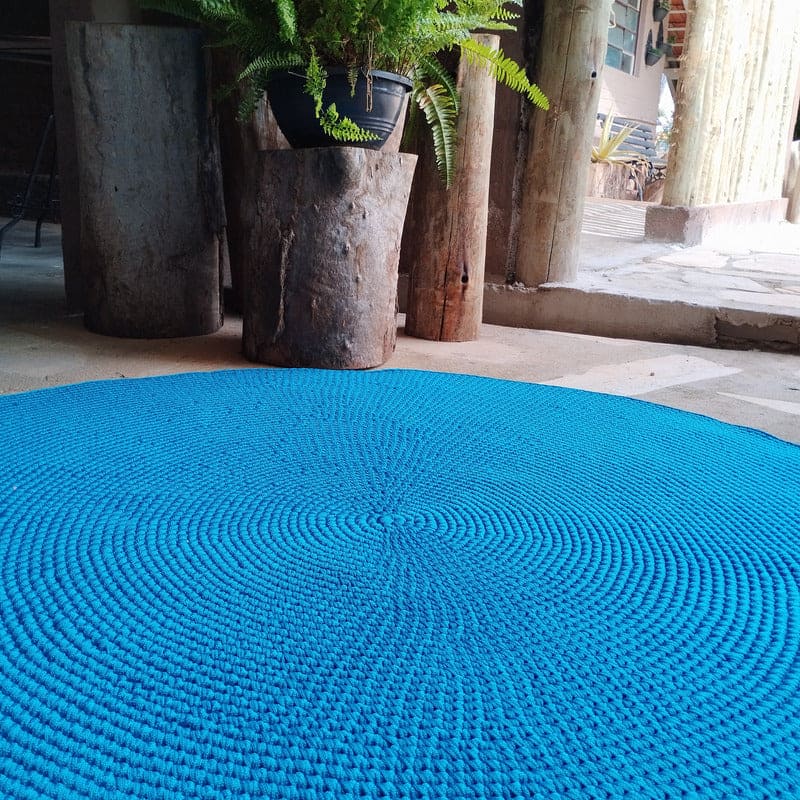 Round Rug Kit - Capri Blue In Nautical Ropes