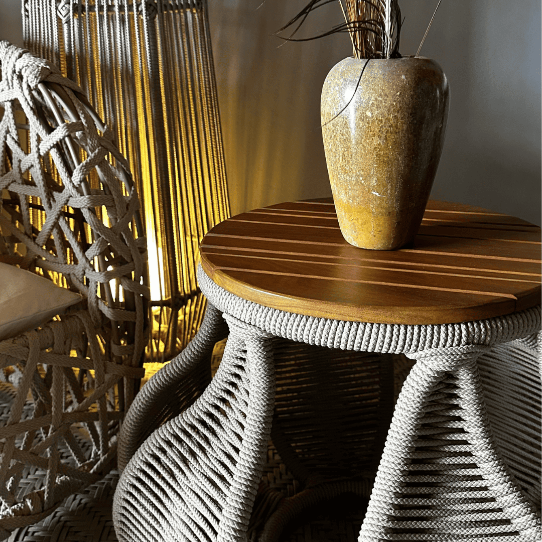Wooden and Nautical Rope Coffee Table