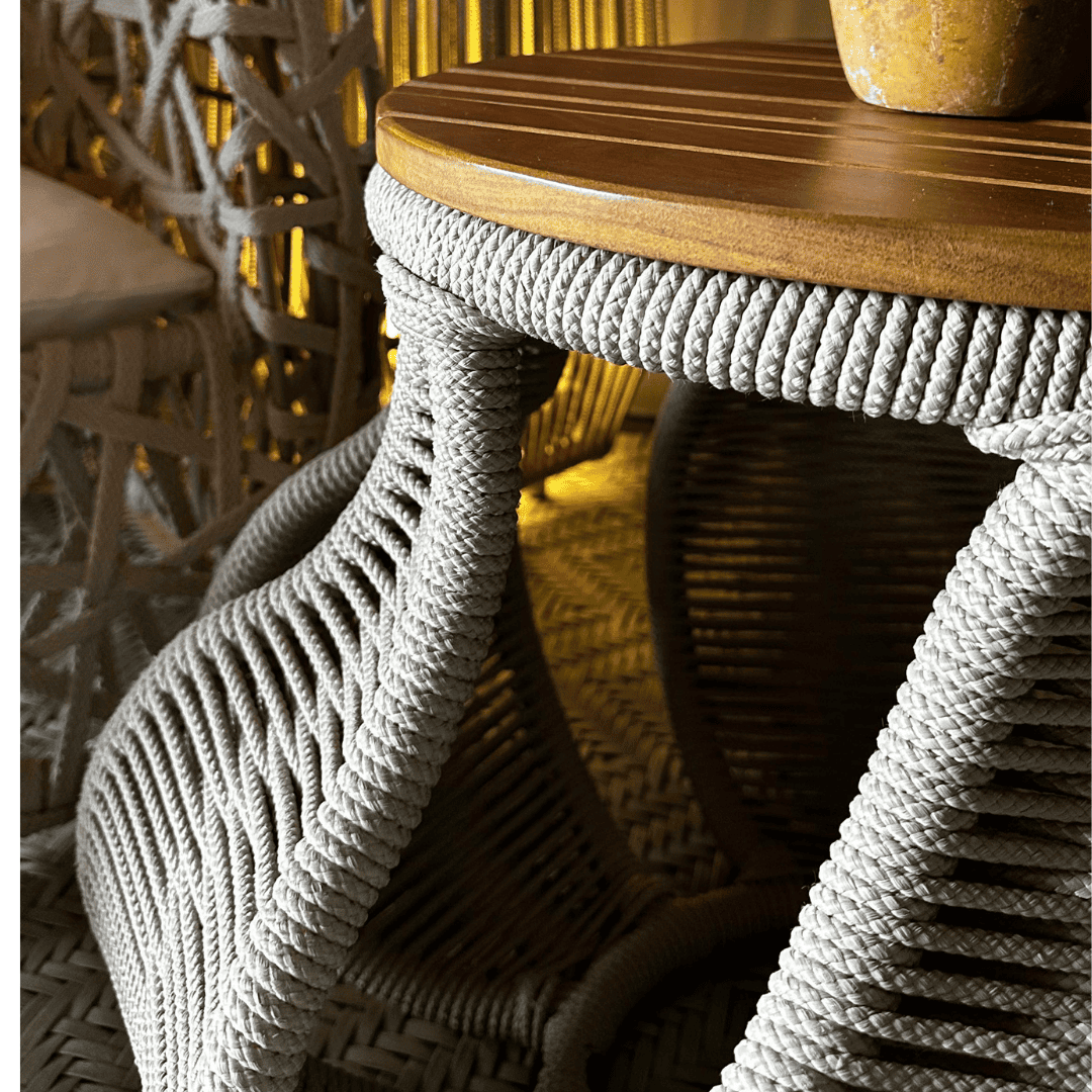 Wooden and Nautical Rope Coffee Table