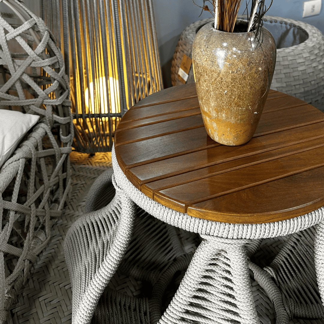 Wooden and Nautical Rope Coffee Table